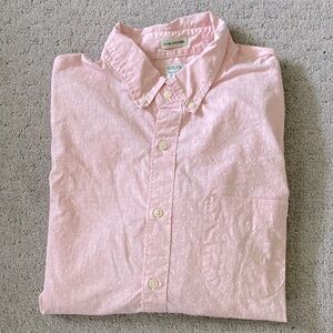 J. CREW organic pink polka-dot Slim Untucked shirt, Large.